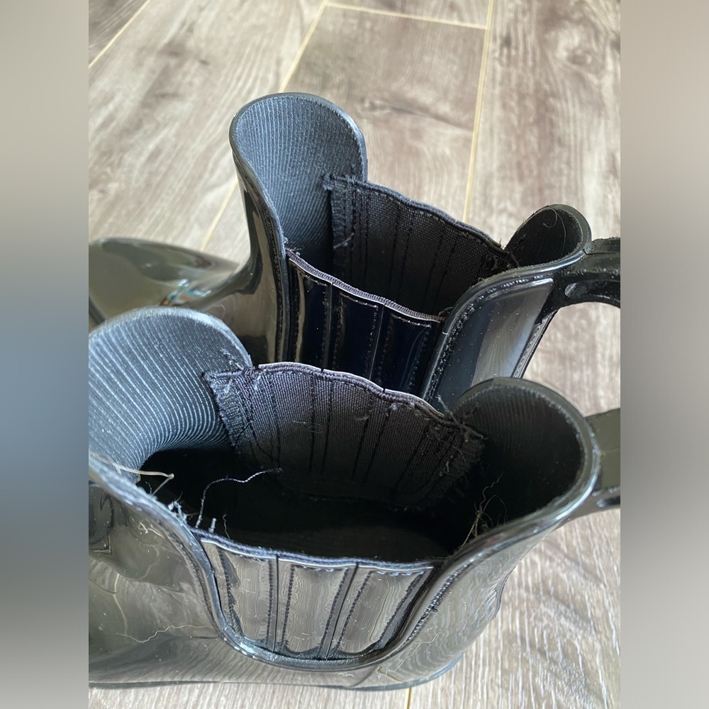 3/$30 Patent Chelsey rain boots, black, water proof - Picture 4 of 5